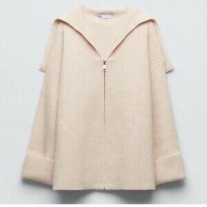 Zara Knit Cream Zip Jacket